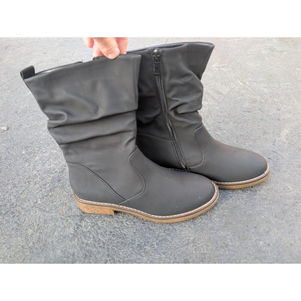 Dream Pairs Womens Slouchy Ankle Bootie Boots 7 Black Side Zip Casual Block Heel